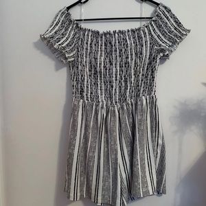 Striped off the shoulder romper